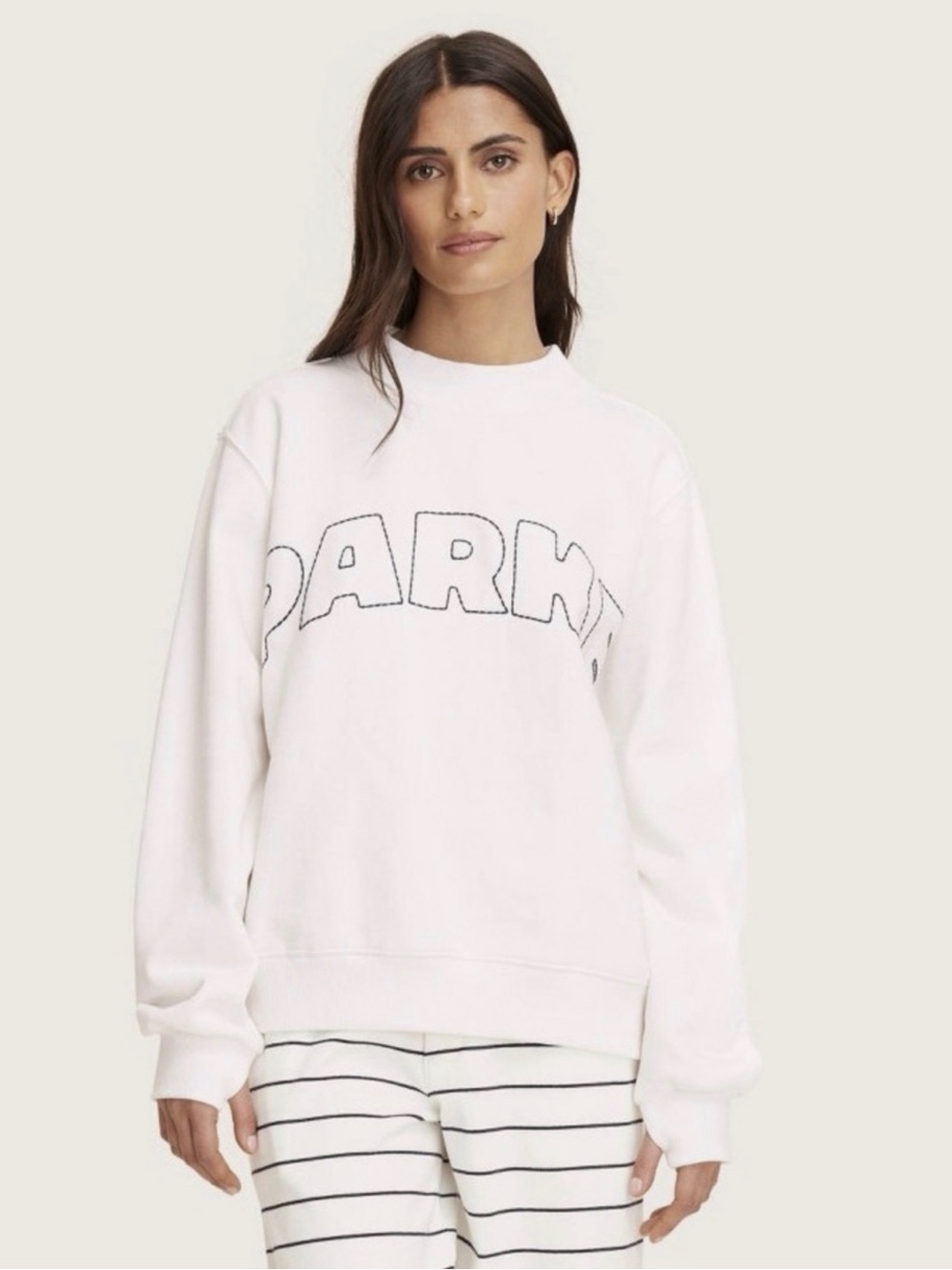 Parke X target Women's Mockneck Pullover Sweatshirt Cream S/M IN HAND